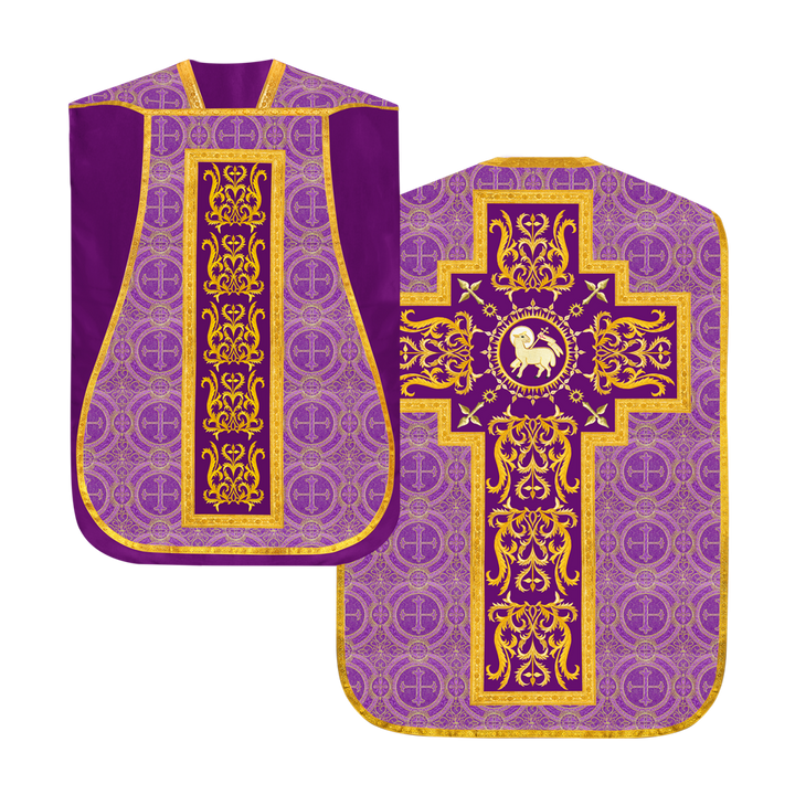 Fiddleback vestment with golden orphrey - Spiritus Collection