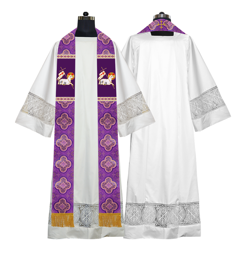 Embroidered Lamb Liturgical Clergy Stole