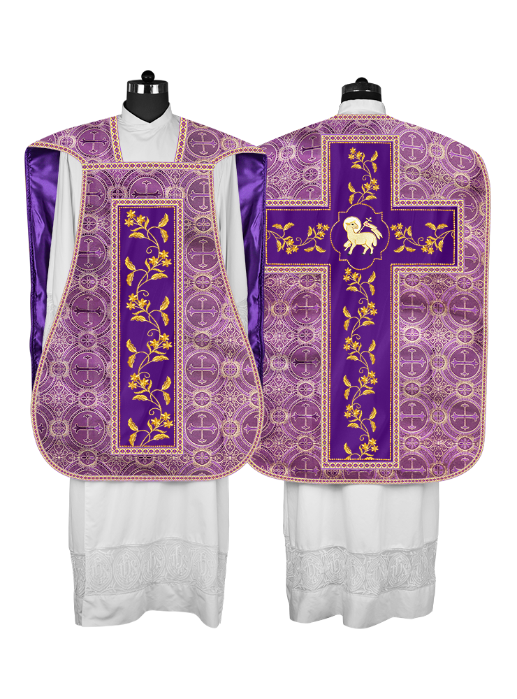 Roman Chasuble vestment with Floral Design and Trims
