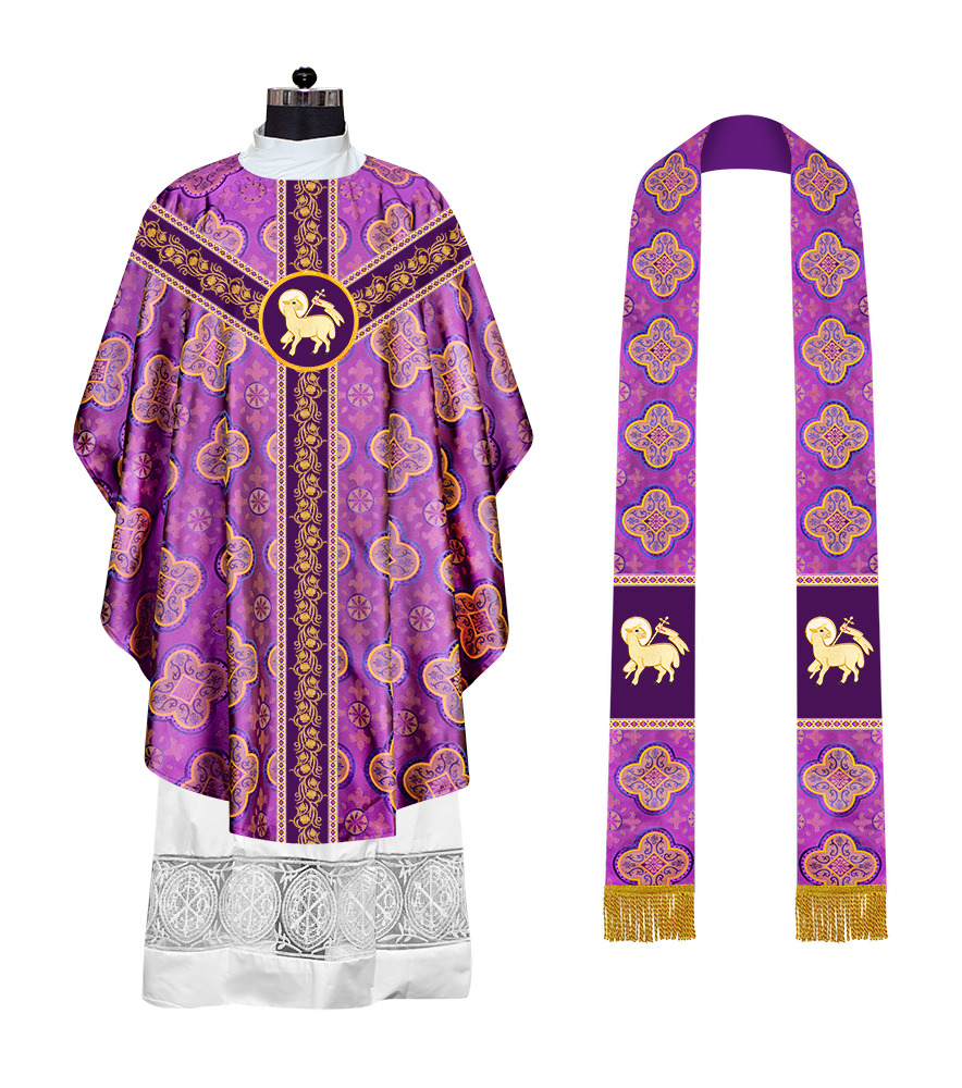 EMBROIDERED GOTHIC CHASUBLE ADORNED WITH GRAPES DESIGN