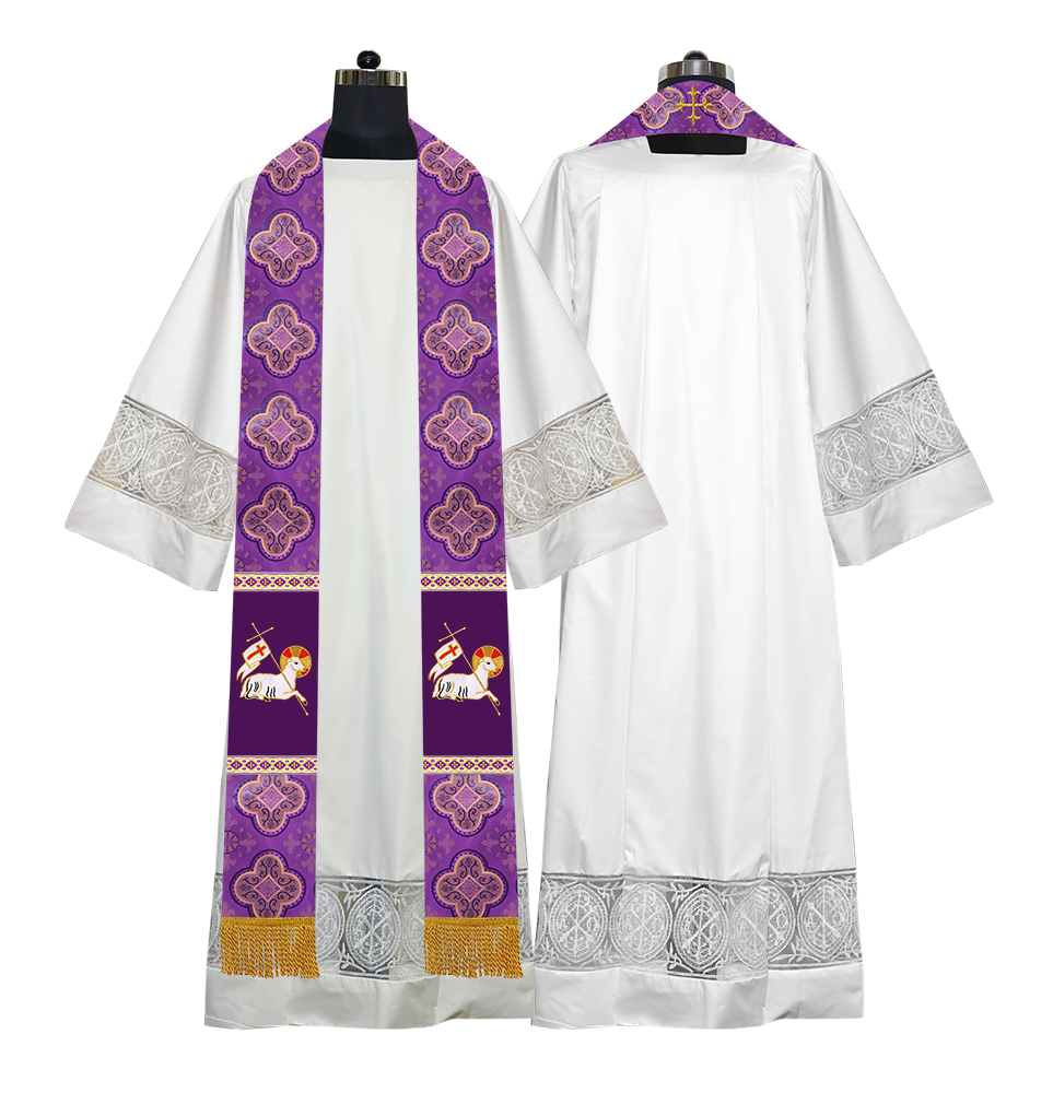 Embroidered Lamb Liturgical Clergy Stole