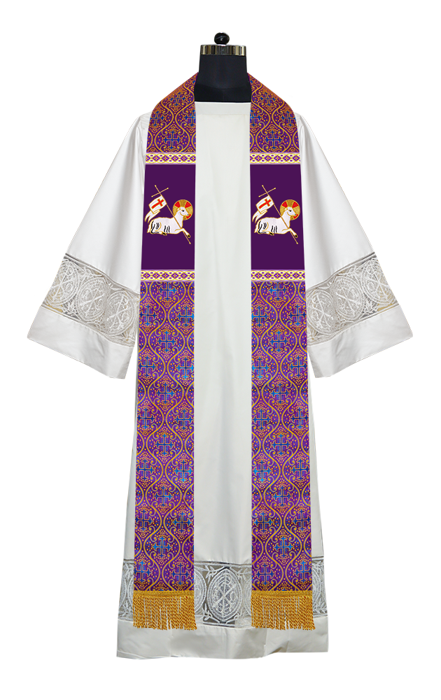 Embroidered Lamb Liturgical Clergy Stole