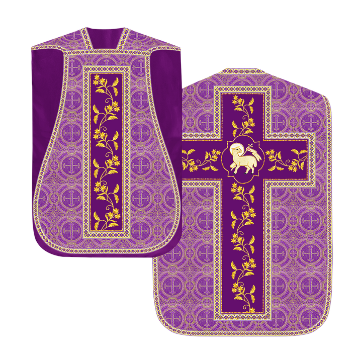 Roman Chasuble vestment with Floral Design and Trims