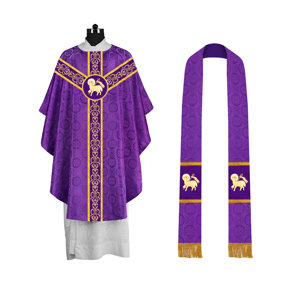 Gothic Chasuble with Y-Type Embroidered Orphrey and Motif