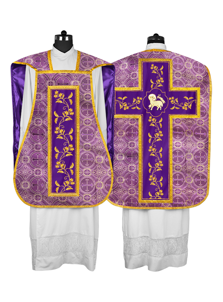 Elegant Roman chasuble vestment - Floral collection