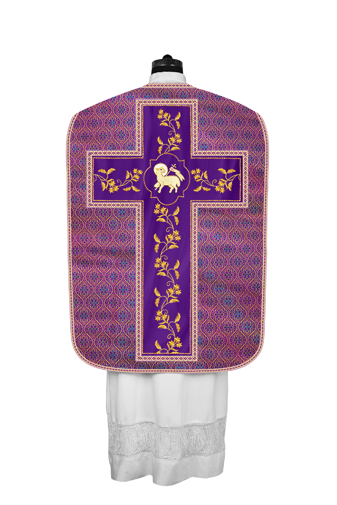 Roman Chasuble vestment with Floral Design and Trims