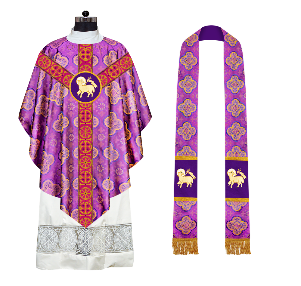 Pugin Chasuble with Liturgical Motif and Trims