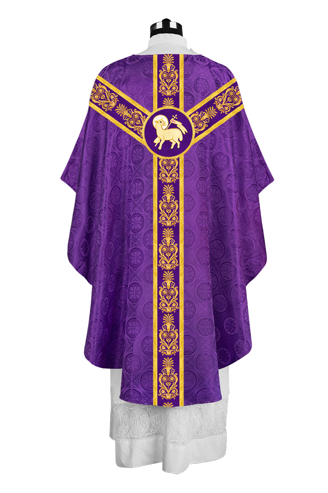 Handcrafted Gothic Chasuble with Traditional Embroidered Orphrey