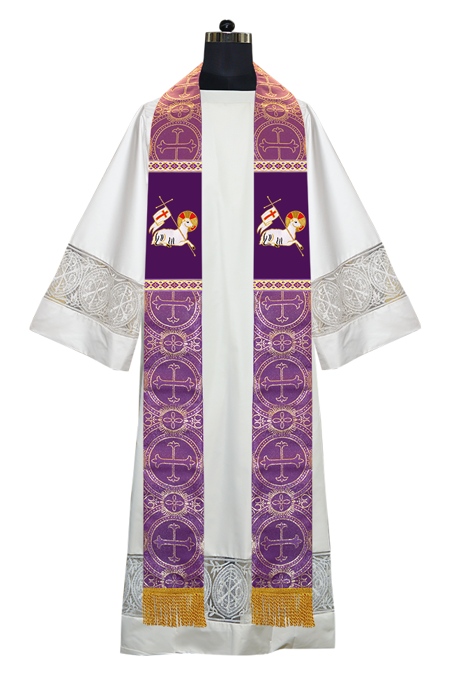 Embroidered Lamb Liturgical Clergy Stole