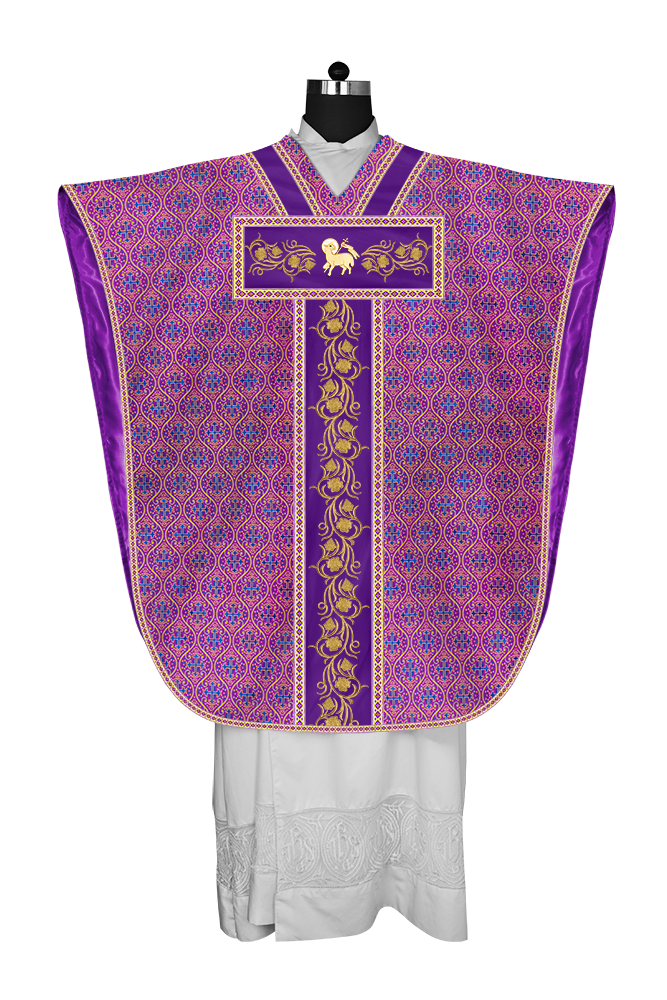 BORROMEAN CHASUBLE VESTMENT WITH GRAPES EMBROIDERY AND TRIMS