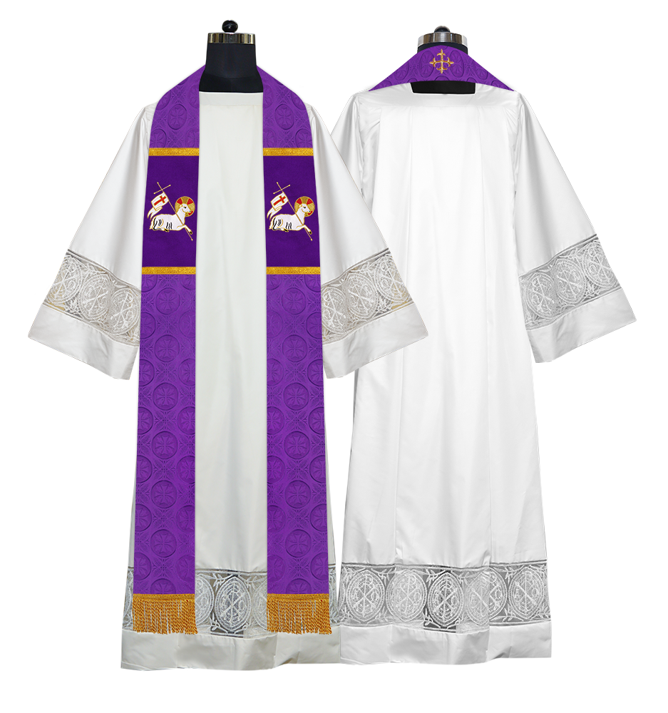 Clergy Stole with Embroidered Liturgical Motif