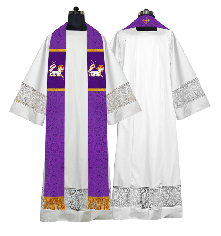 Clergy Stole with Embroidered Liturgical Motif