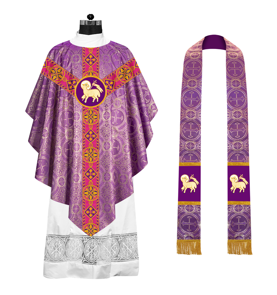 Pugin Style Chasuble with Embroidered Orphrey