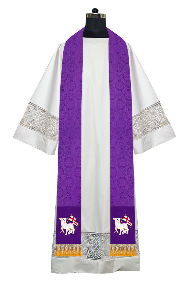 Ordination Stole with Embroidered Spiritual Motif