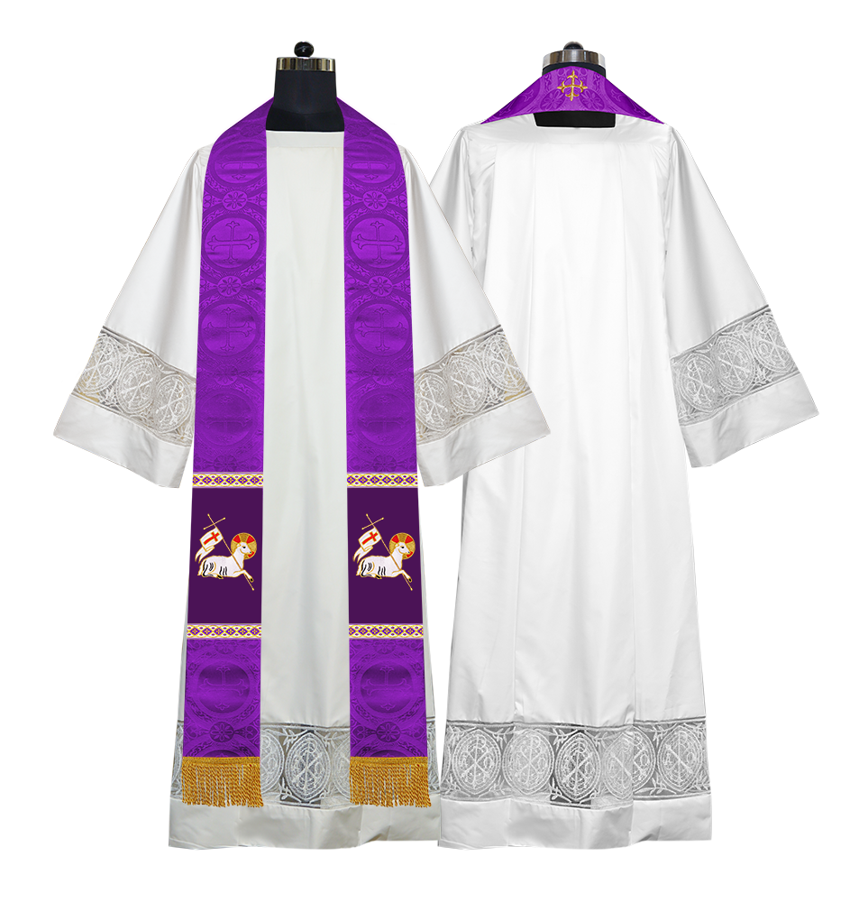 Embroidered Lamb Liturgical Clergy Stole