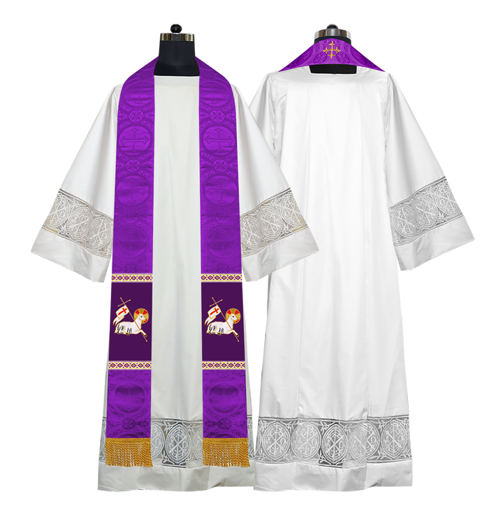 Embroidered Lamb Liturgical Clergy Stole