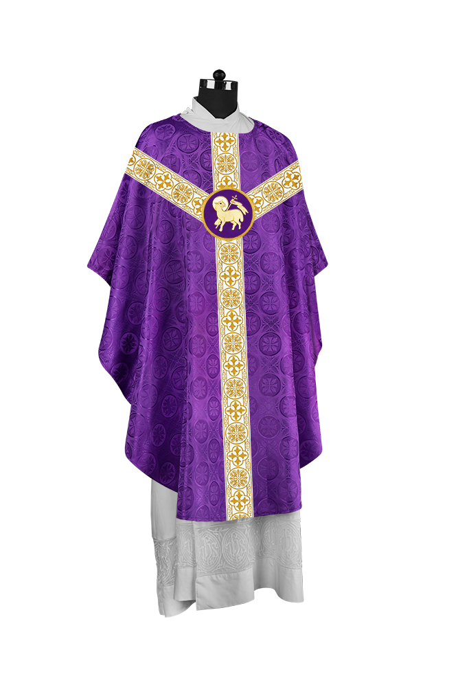 Priest Chasuble with Classic Braided Orphrey and Trims