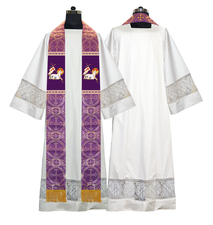 Embroidered Lamb Liturgical Clergy Stole