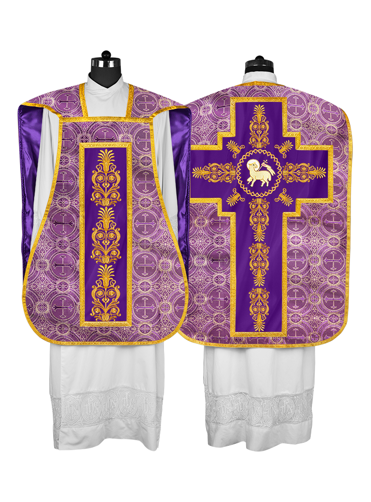 Elegant Roman Fiddleback Chasuble Vestment - Victoria Collection