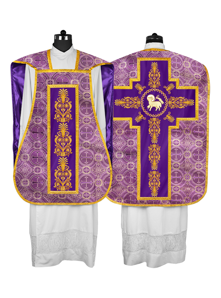 Elegant Roman Fiddleback Chasuble Vestment - Victoria Collection