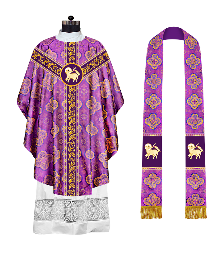 GOTHIC CHASUBLE VESTMENTS WITH ORNATE EMBROIDERY AND TRIMS