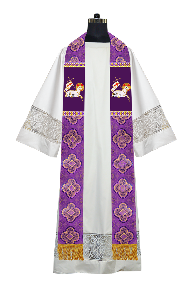 Embroidered Lamb Liturgical Clergy Stole