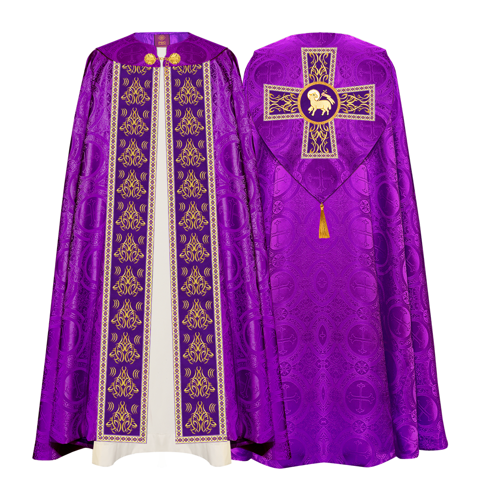 GOTHIC COPE VESTMENTS WITH LITURGICAL EMBROIDERY AND TRIMS