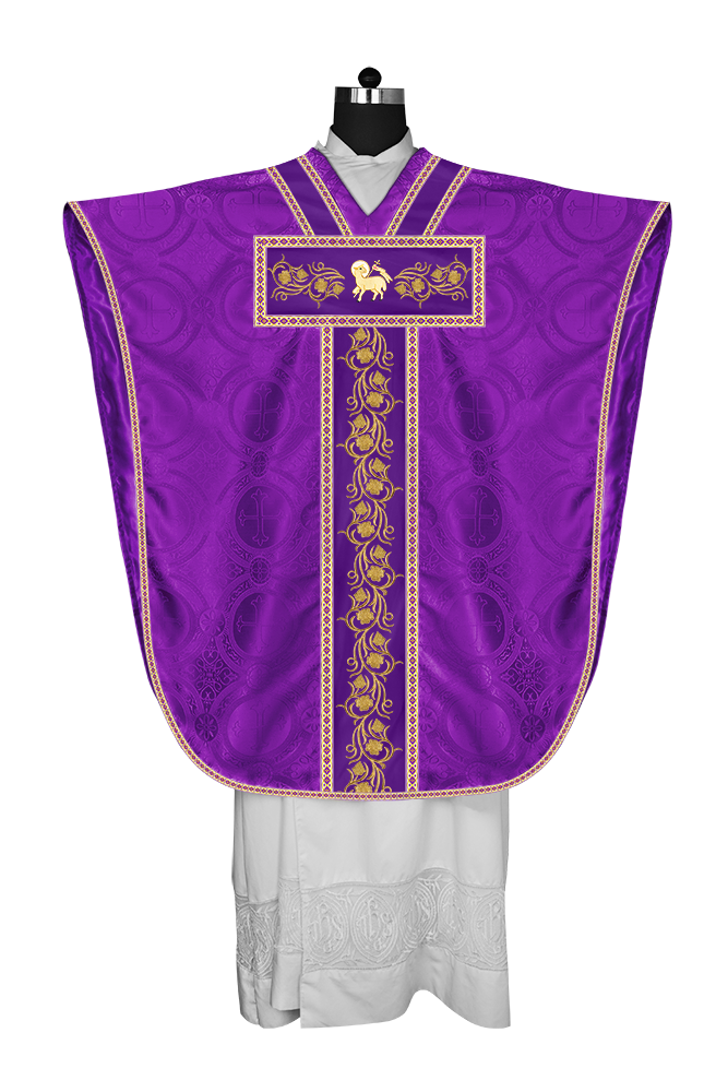 BORROMEAN CHASUBLE VESTMENT WITH GRAPES EMBROIDERY AND TRIMS