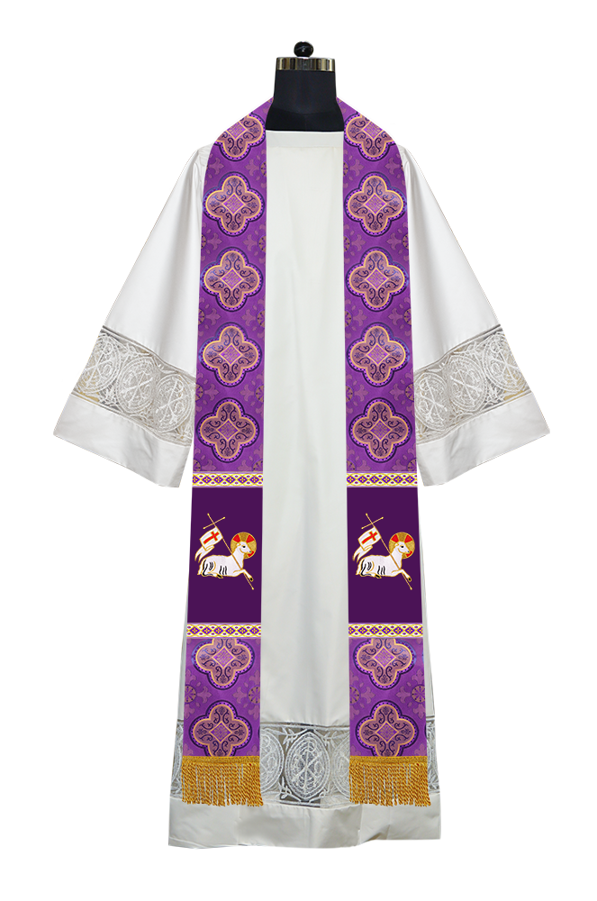 Embroidered Lamb Liturgical Clergy Stole