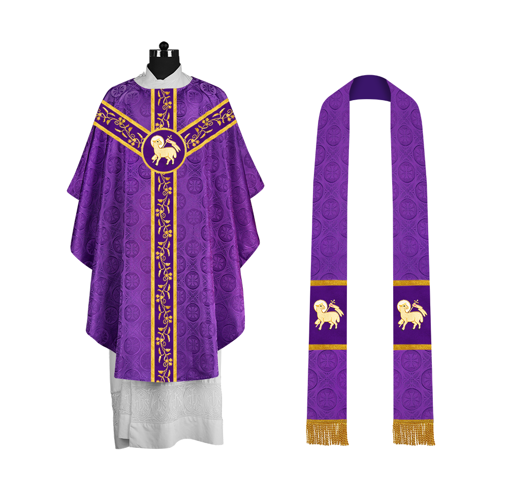 Gothic Chasuble with Embroidered Orphrey and Motifs