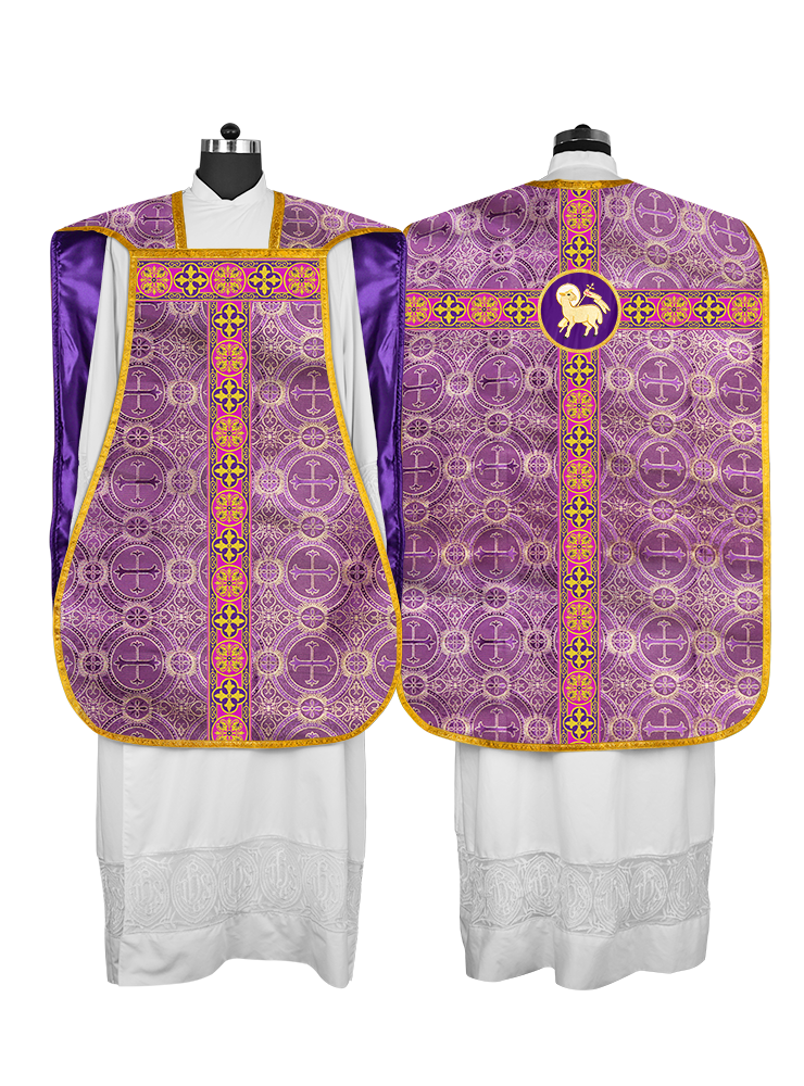 Roman Fiddleback Vestment with Motifs and Braided Trims