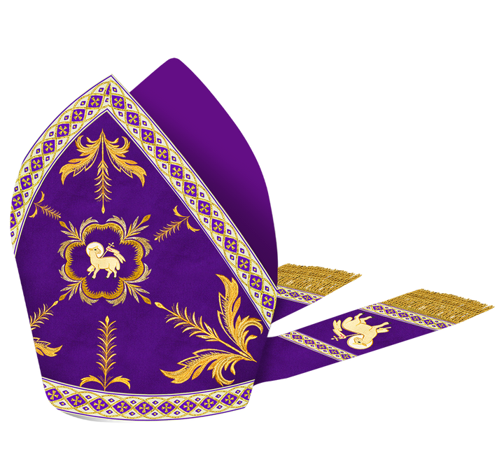 Mitre with Adorned Embroidery Motif and Trims