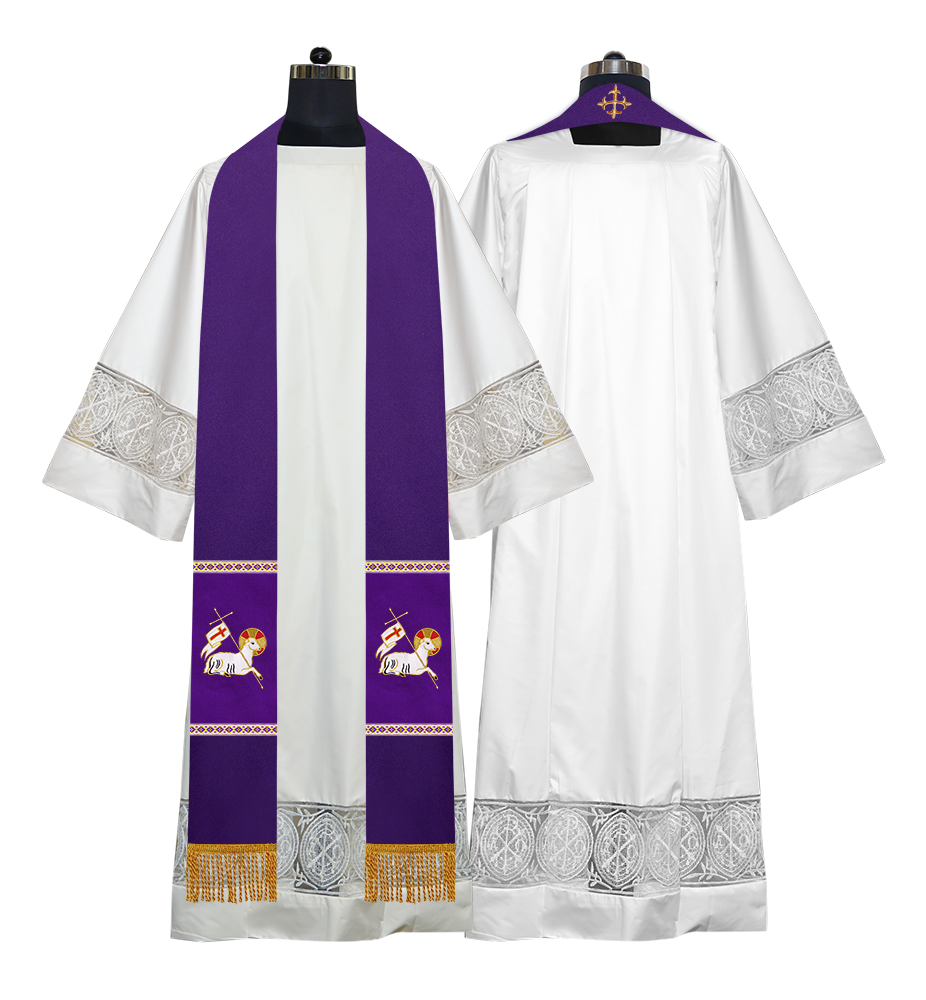 Embroidered Lamb Liturgical Clergy Stole