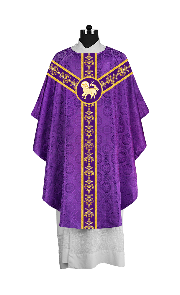 Priest Chasuble Vestment with Liturgical Embroidered Motif