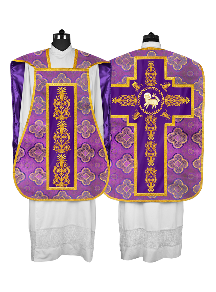 Elegant Roman Fiddleback Chasuble Vestment - Victoria Collection