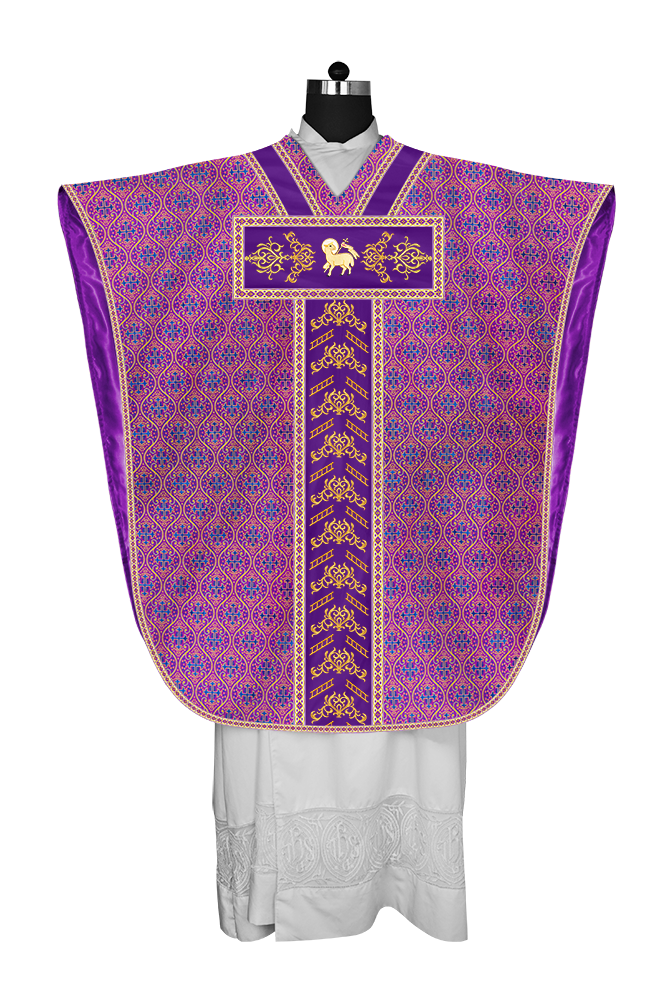 Borromean chasuble vestment adorned with colour braids and trims
