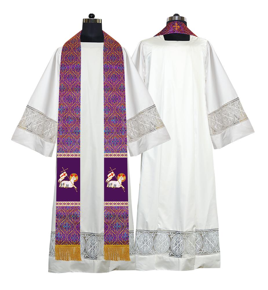 Embroidered Lamb Liturgical Clergy Stole