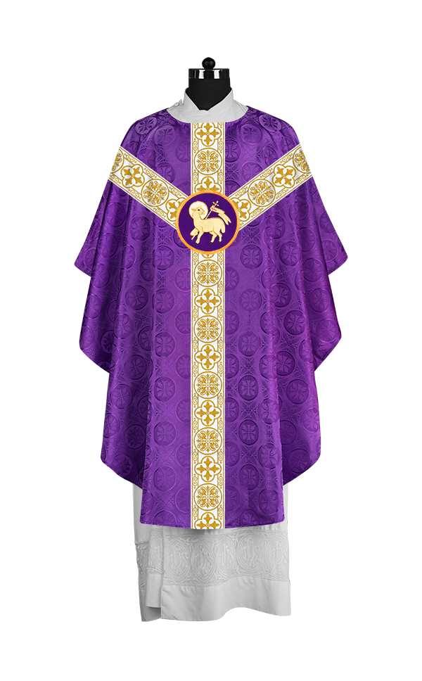 Priest Chasuble with Classic Braided Orphrey and Trims