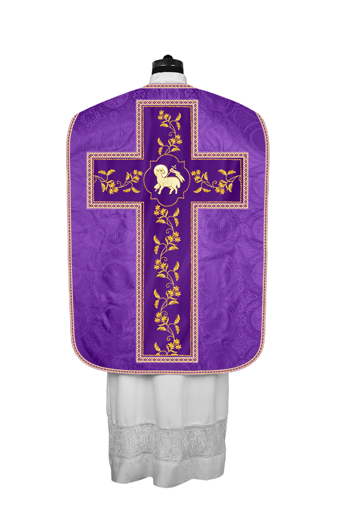 Roman Chasuble vestment with Floral Design and Trims
