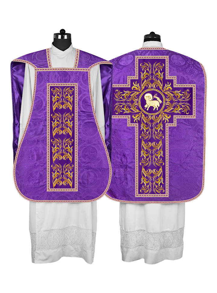 Roman Chasuble Vestment  with Woven Braids and Trims