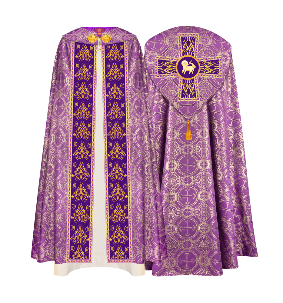 GOTHIC COPE VESTMENTS WITH LITURGICAL EMBROIDERY AND TRIMS