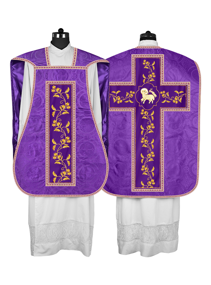 Roman Chasuble vestment with Floral Design and Trims