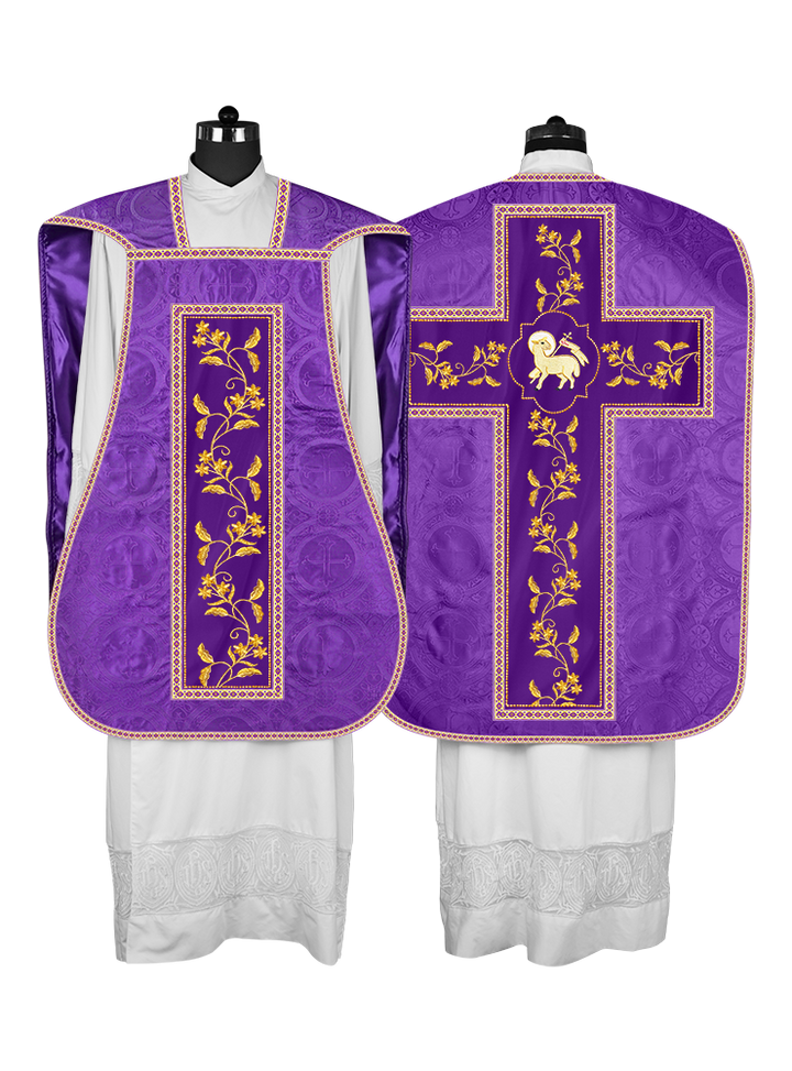 Roman Chasuble vestment with Floral Design and Trims