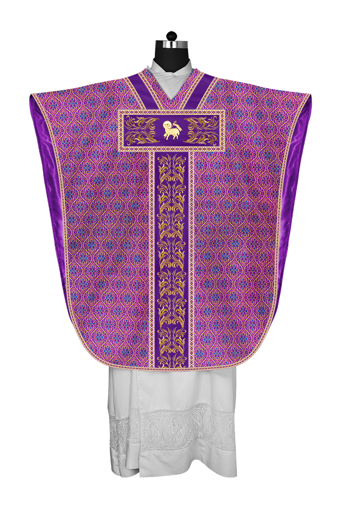 LITURGICAL BORROMEAN CHASUBLE WITH DETAILED EMBROIDERY AND TRIMS