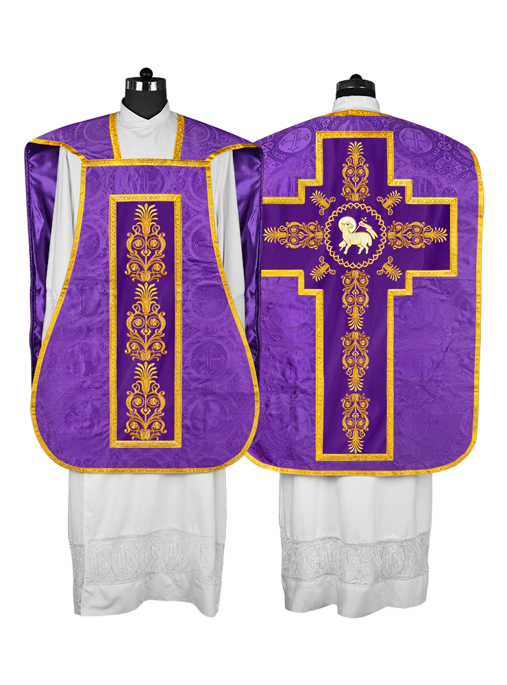 Elegant Roman Fiddleback Chasuble Vestment - Victoria Collection