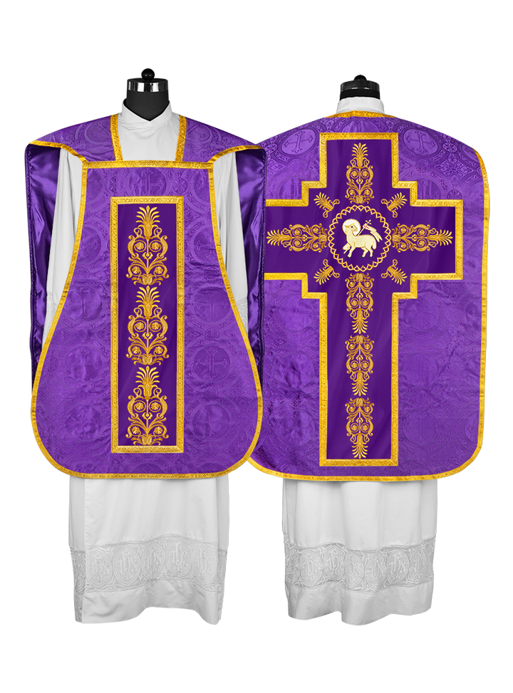 Elegant Roman Fiddleback Chasuble Vestment - Victoria Collection