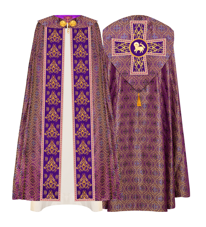GOTHIC COPE VESTMENTS WITH LITURGICAL EMBROIDERY AND TRIMS