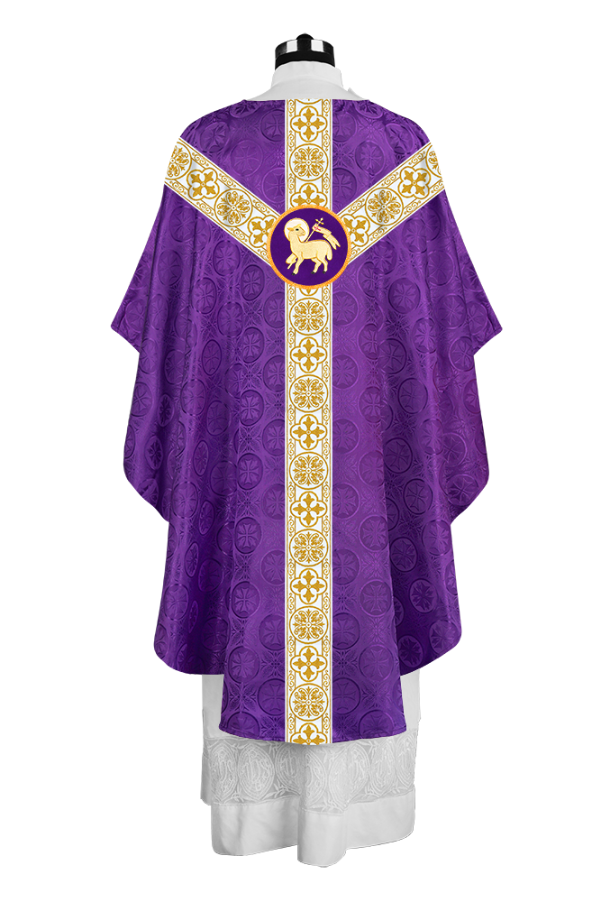 Priest Chasuble with Classic Braided Orphrey and Trims