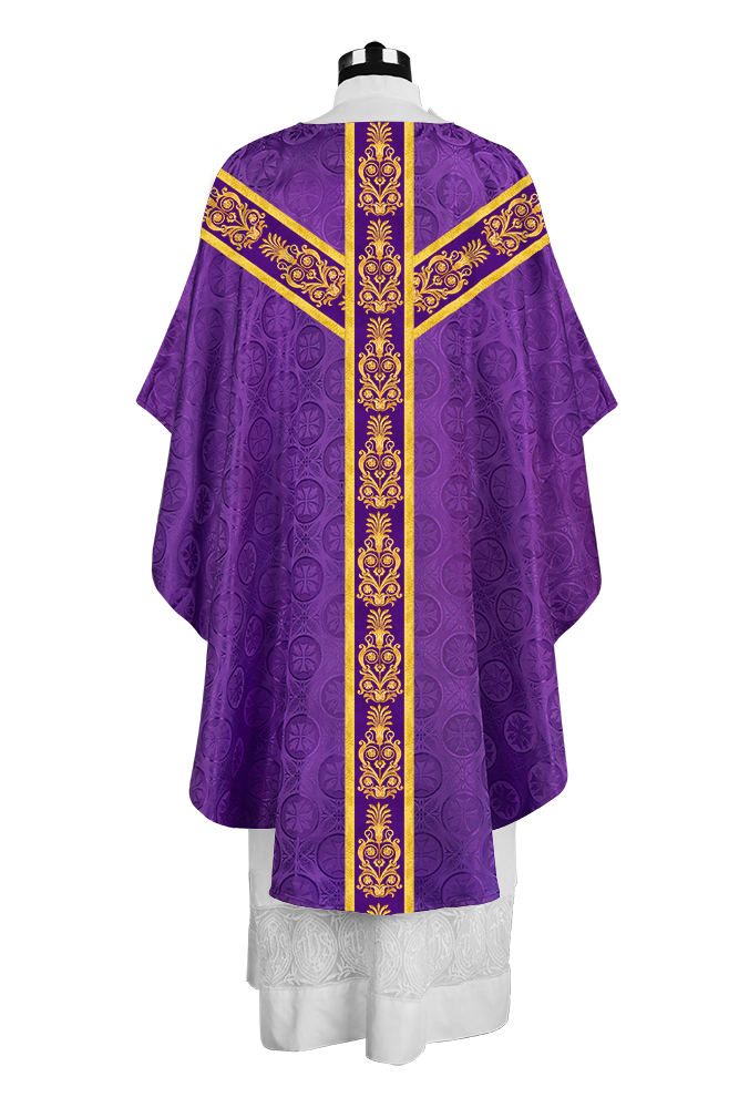 Handcrafted Gothic Chasuble with Traditional Embroidered Orphrey