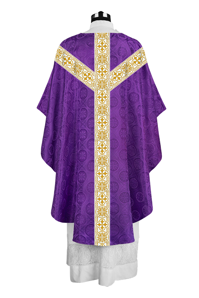 Priest Chasuble with Classic Braided Orphrey and Trims
